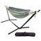 Double Hammock With Stand Carry Case Extra Wide 400 Pounds Blue Lime Stripes